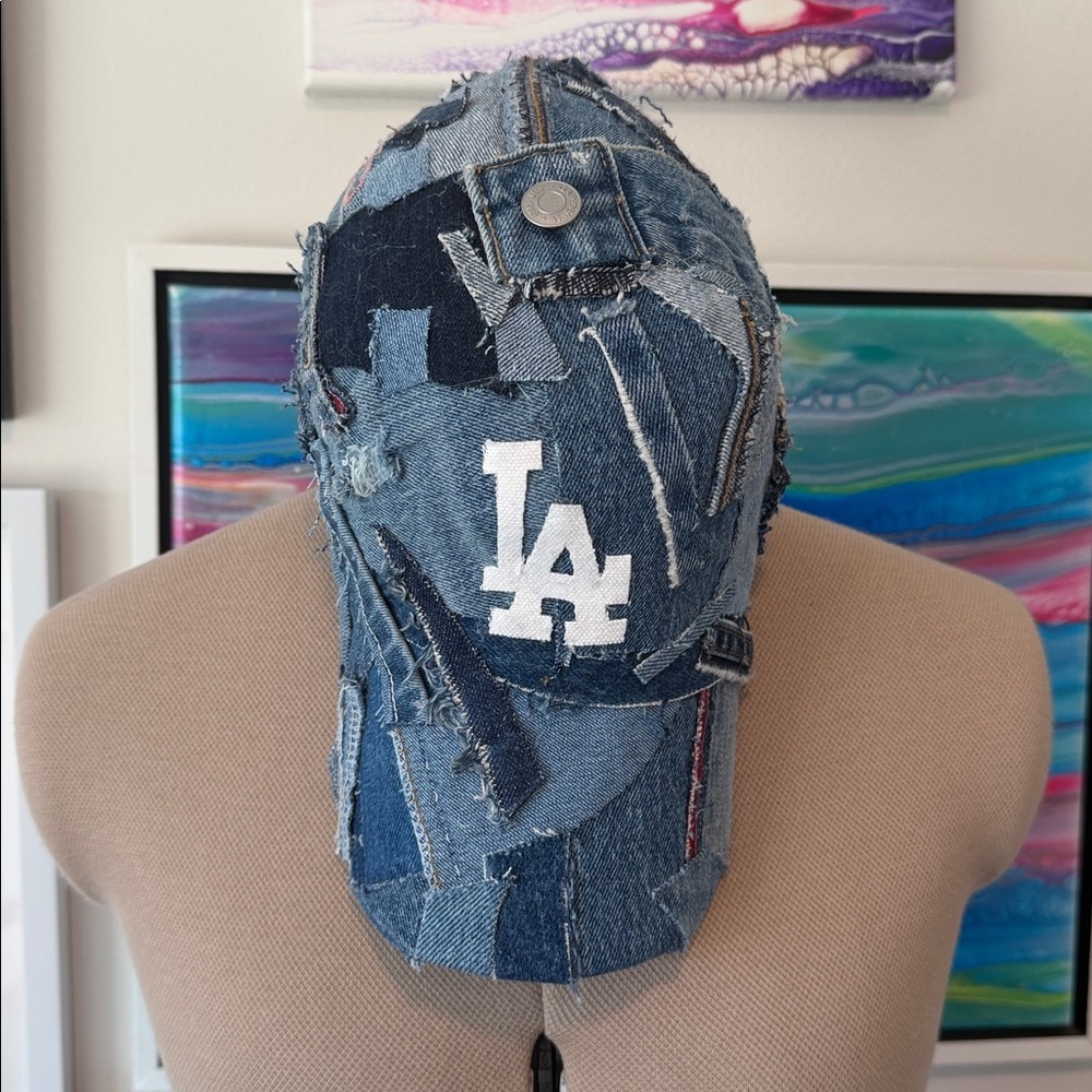 Patchwork Denim Hat/Cap with LA Logo - ONE OF A KIND!